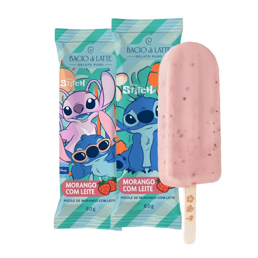 Picolé de Morango com Leite Stitch